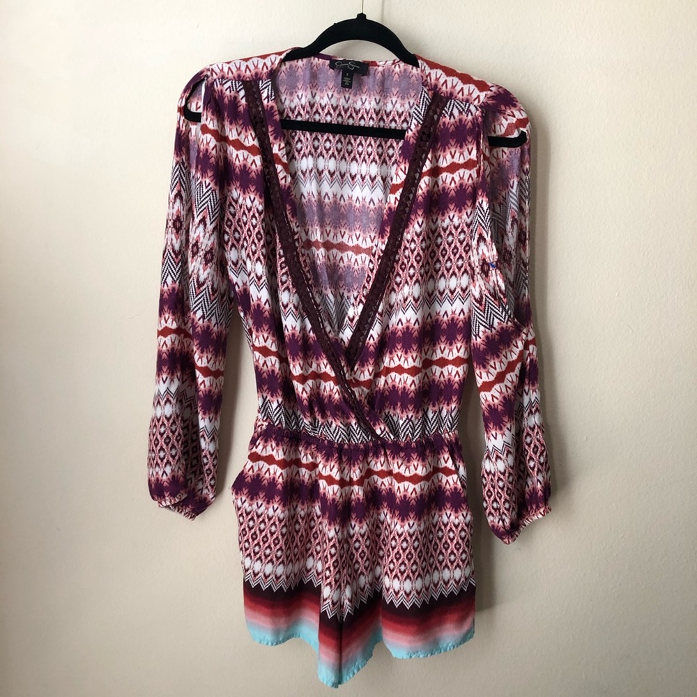 Jessica Simpson romper cold shoulder burgundy
